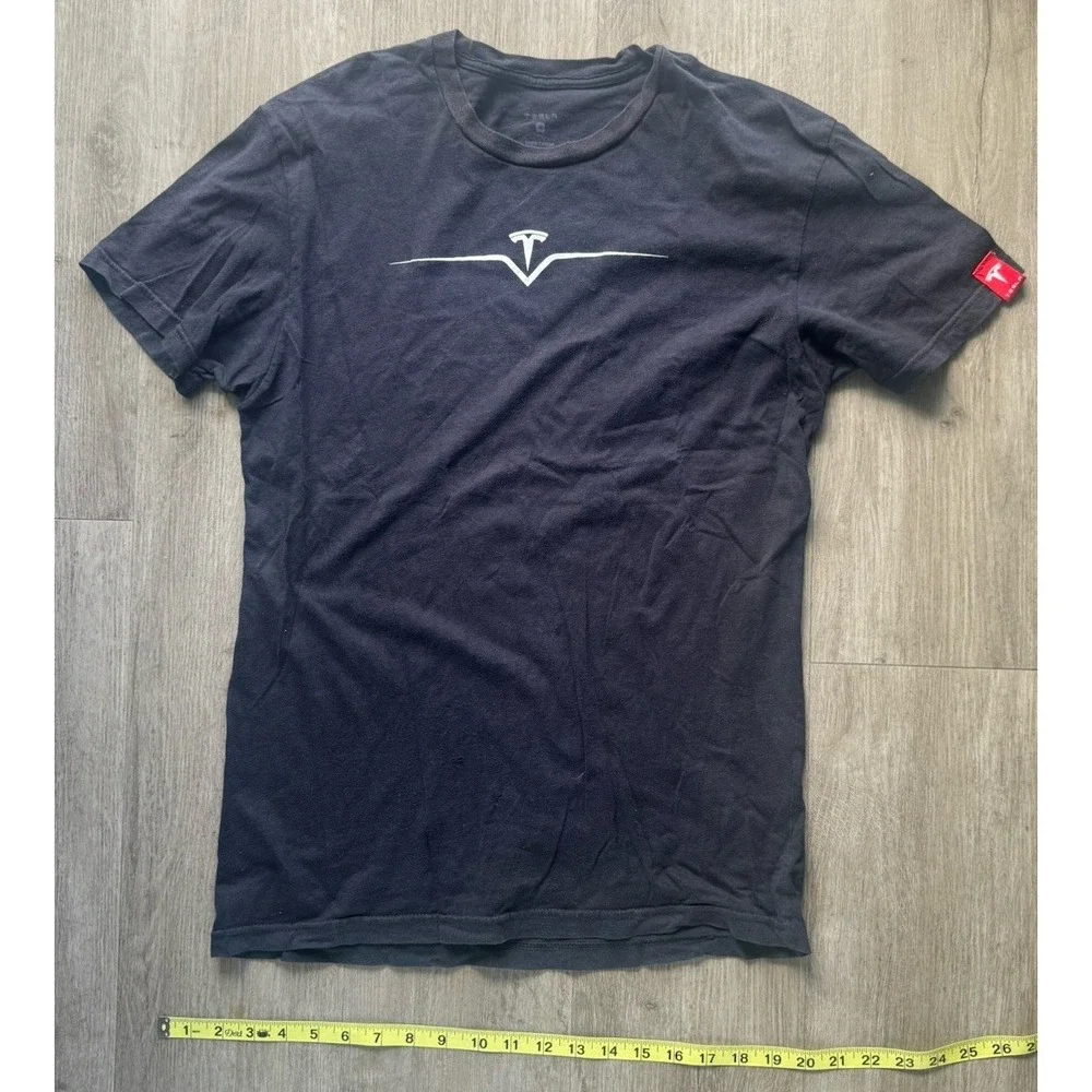 Tesla Logo T Shirt Mens Large Black 100% Cotton Graphic Crew Neck Tee M